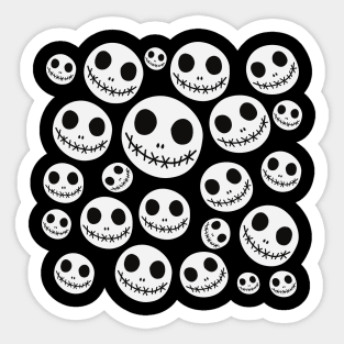 skull halloween pattern, fun, white and black, original, unisex Sticker